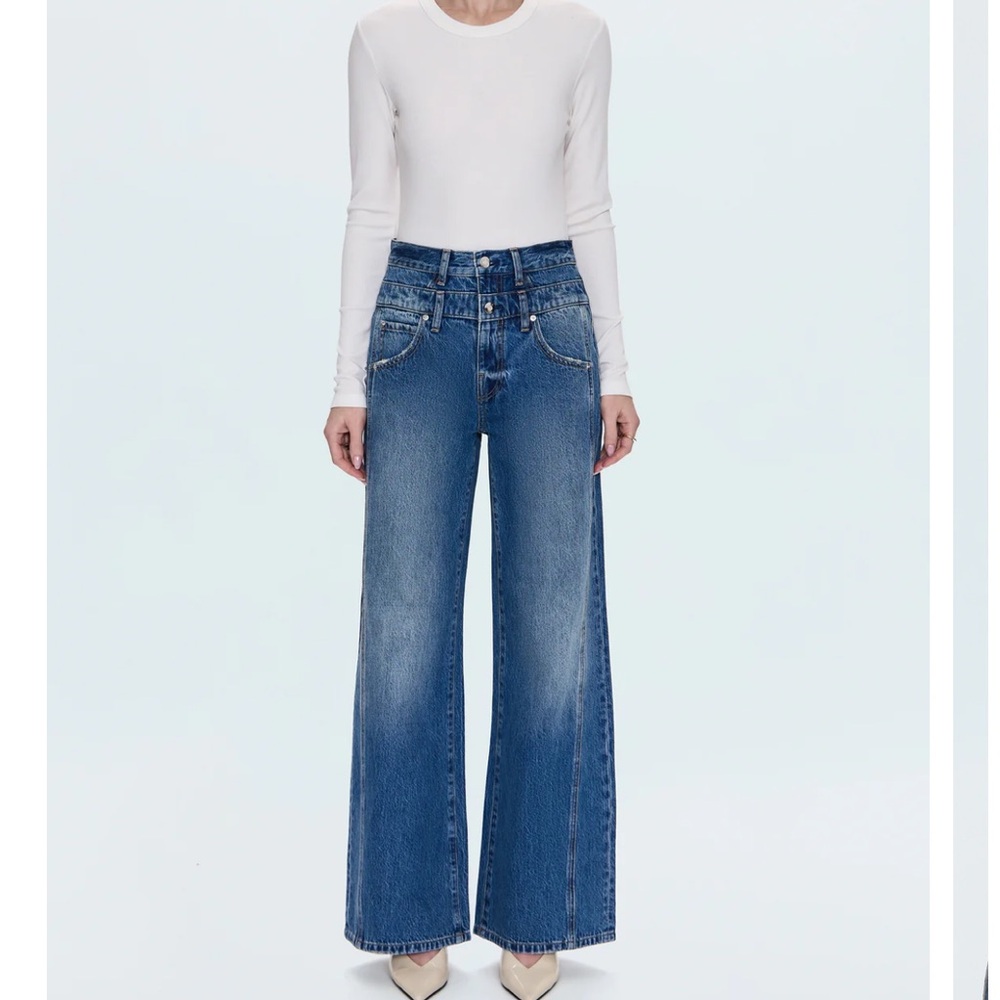 PISTOLA CALEB HIGH RISE STACKED WAIST JEAN - ECHO | Size 31